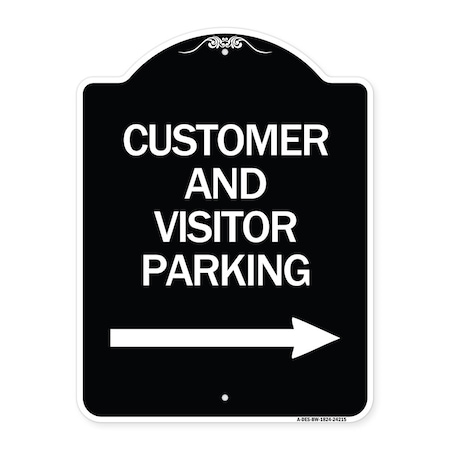 Signmission Customer and Visitor Parking W/ Right Arrow Heavy-Gauge Aluminum Sign, 24" x 18", BW-1824-24215 A-DES-BW-1824-24215